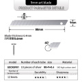 Custom 30 Angle 9mm schwarze Utility-Messerklinge